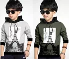 Cotton Blend Round Neck Hoodies for Boys 