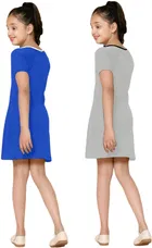 Graphic Print Shift Dress for Girls, Pack of 2 