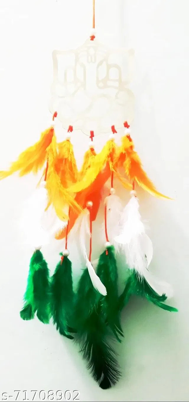 Feather Wall Hanging Dream Catcher (Yellow & Green)
