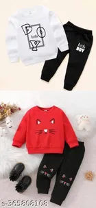 Cotton Blend Full Sleeves T-Shirt with Pant Clothing Set for Kids 