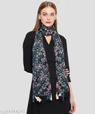 Poly Chiffon Scarves for Women, Black, Pack of 2