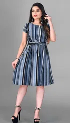 Crepe Stripted Dress for Women 