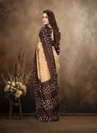 Art Silk Printed Saree for Women, Brown 