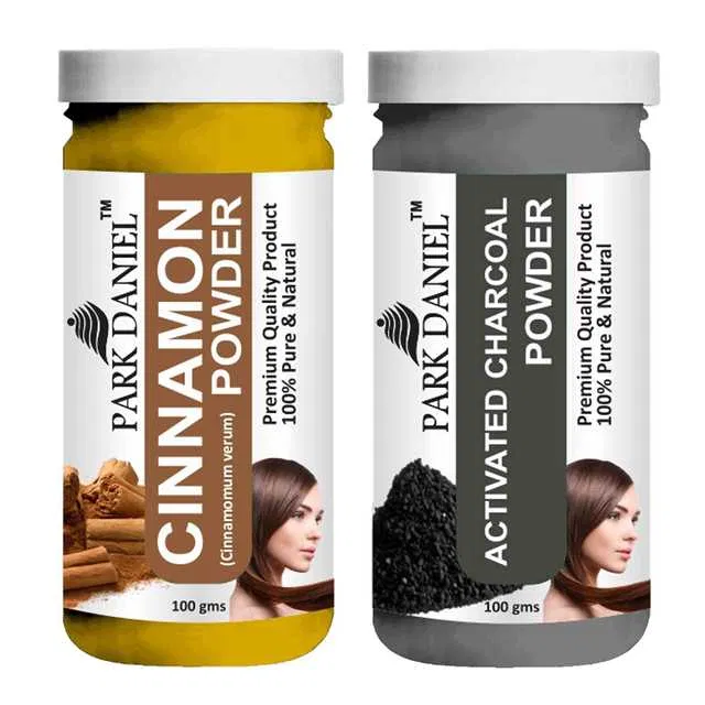 Park Daniel 100% Pure & Natural Cinnamon Powder & Activated Charcoal Powder (Pack Of 2, 100 g) (SE-791)