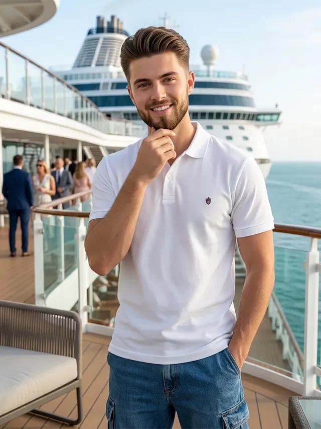 Polo T-shirt for Men (White, M)
