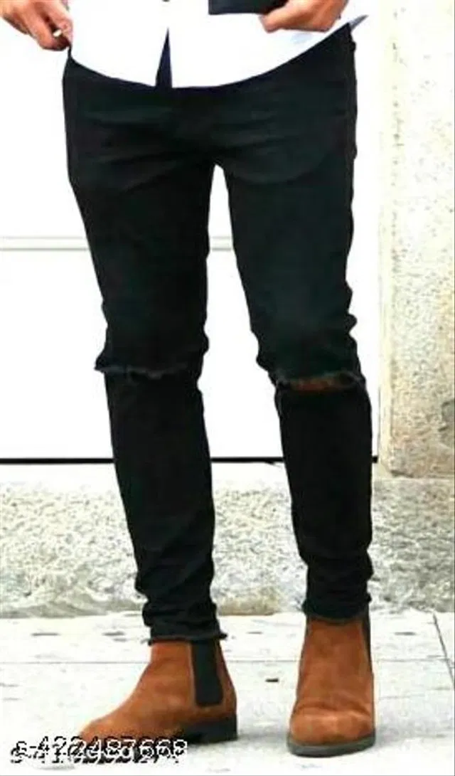 Denim Slim Fit Jeans for Men (Black, 30)