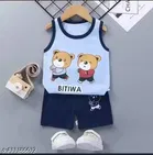 Poly Blend Clothing Set for Kids, Sky Blue & Black  