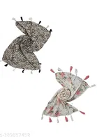 Poly Chiffon Printed Scarves for Women, White, Pack of 2