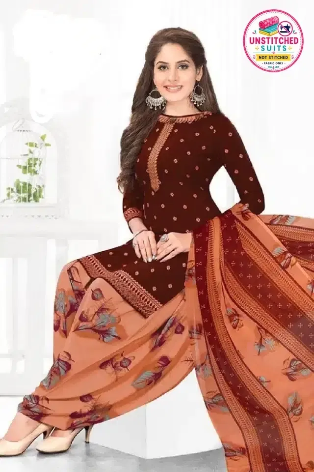 Synthetic Unstitched Dress Material for Women & Girls (Multicolor)