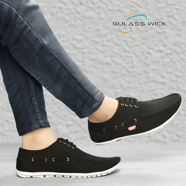 Mocassin Casual Shoes for Men (Black, 10)