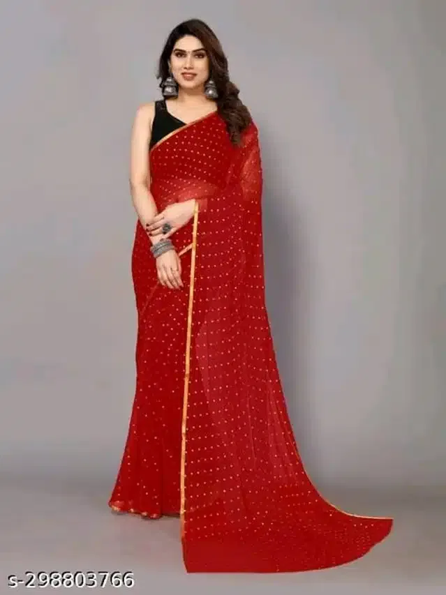 Chiffon Printed Saree for Women (Maroon, 6.1 m)