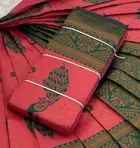 Litchi Silk Zari Embroidered Saree for Women, Dark Pink 