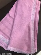 Chinnon Embellished Saree For Women, Pink