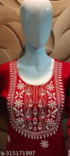 Rayon Slub Embroidered Kurti for Women 