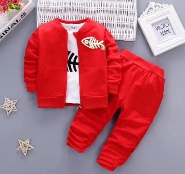 Hosiery Clothing Set for Kids (Red, 18-24 Months)