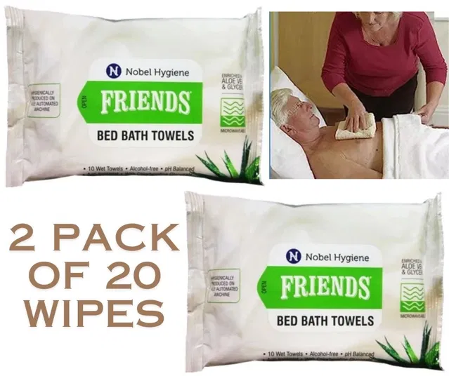 Nobel Hygiene Friends 10 Pcs Bed Bath Towels Wipes (Pack of 2)