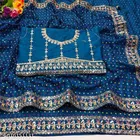 Chiffon Embellished Saree For Women, Blue