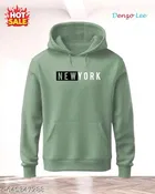 Fleece Printed Hoodie for Men, Green 