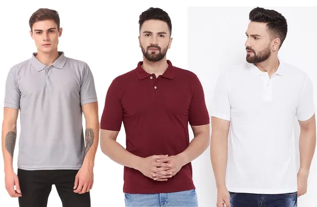 Polo T-shirts for Men, Pack of 3 (Multicolor, XXL)