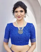 Georgette Printed Saree for Women, Blue 