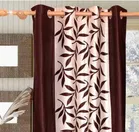 Alaqsa Brown Floral Polyester Door Curtain 7Ft Pack Of 1
