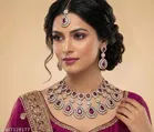Mehandi Finish Golden Shadow Diamonds Ethnic Classy Necklace Set for Women 