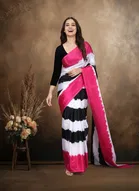 Art Silk Printed Saree for Women, Pink 