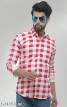 Cotton Checked Shirt for Men, Pink 