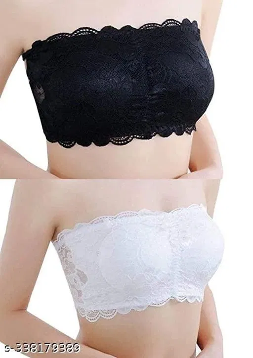 Super Net Solid Bras for Women, Black & White, Pack of 2 (30B)