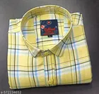 Cotton Blend Checked Shirt for Men, Yellow 