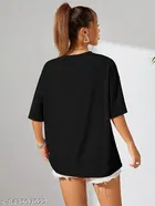 Cotton Blend Printed T-shirt for Women, Black 