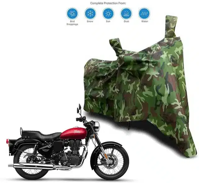 Waterproof & UV Protection Polyester Full Body Cover for Royal Enfield Bullet Scrambler (Green)