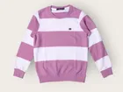 Acrylic Striped Sweater For Boys, Pink & White 