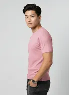 Polyester Round Neck T-shirt for Men, Pink 