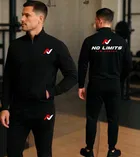 Polyester Printed Tracksuit for Men, Black 
