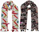 Poly Chiffon Printed Scarves for Women (Multicolor, 1.75 m) (Pack of 2)