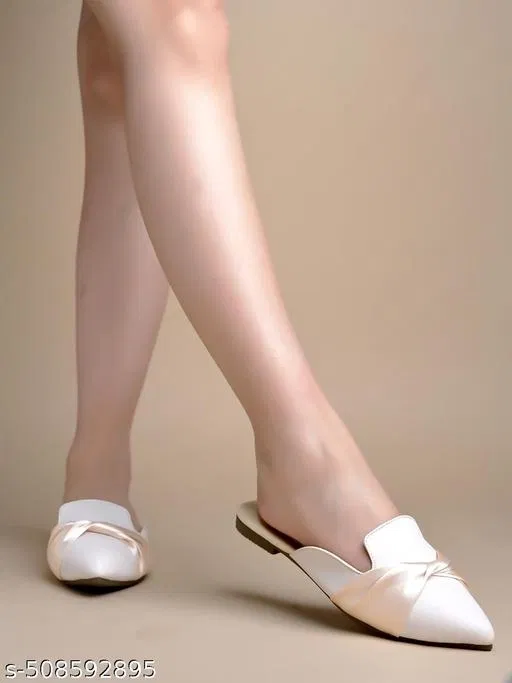 Synthetic Mules for Women (Cream, IND-7)