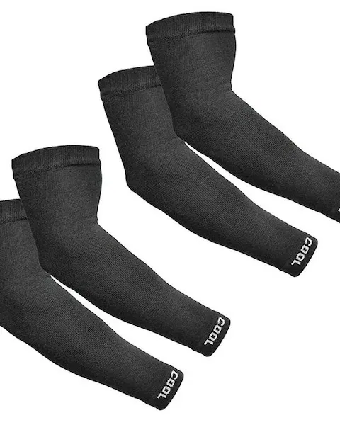 Cotton Solid Arm Sleeves for Men & Women (Black, Pack of 2)