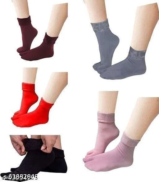Velvet Socks for Women, Multicolour, Pack of 6 (Free Size)
