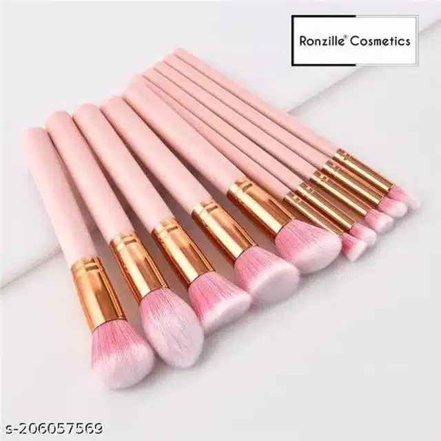 Ronzille Makeup Brushes (Pink, Pack of 10)
