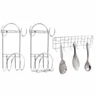 Oc9 स्टेनलेस स्टील चकला बेलन स्टैंड & वॉल माउंटेड लैडल हुक रेल फॉर किचन 