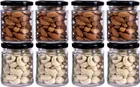 Afast 200 ML Glass Jar Round Shape,with Black Metal Color Cap Rust Proof Air Tight '(Pack of 8)