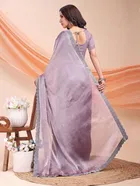 Chiffon Embellished Saree for Women, Purple 