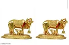 Brass Kamdhenu Cow & Calf Idol 