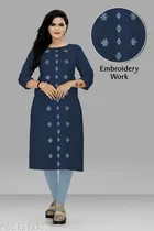 Cotton Slub Embroidered Kurti for Women 