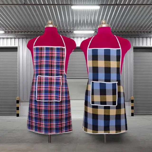 Cotton Kitchen Aprons (Multicolor, Pack of 2)