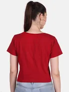 Round Neck Printed Crop T-Shirts for Women & Girls 