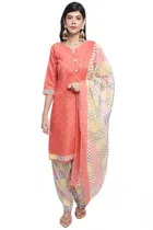 Cotton Printed Kurta with Pant & Dupatta 