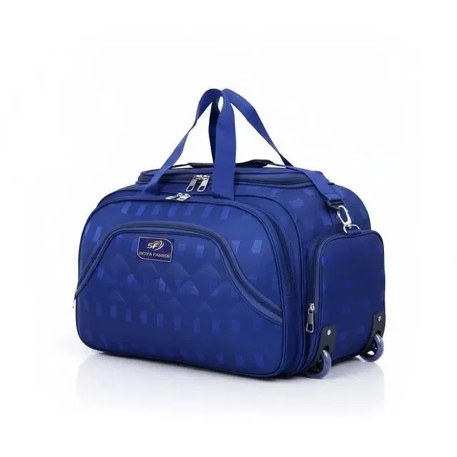 Polyester Strolley Duffel Bag (Blue, 60 L)