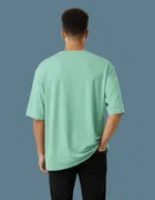 Cotton Blend Round Neck T-shirt for Men, Mint Green 